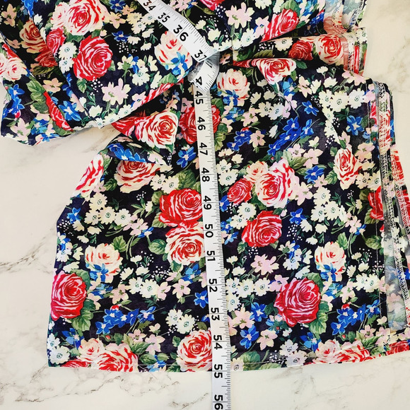 Forever 21 Crochet top Floral Maxi Semi Sheer Beach Cover up Dress OX - Picture 7 of 7